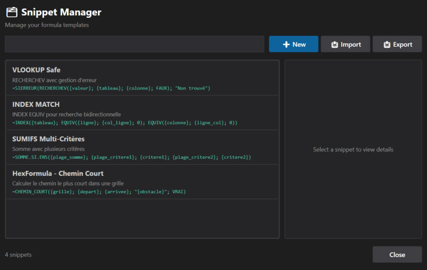 Manager de snippet