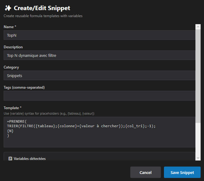 Snippet Update